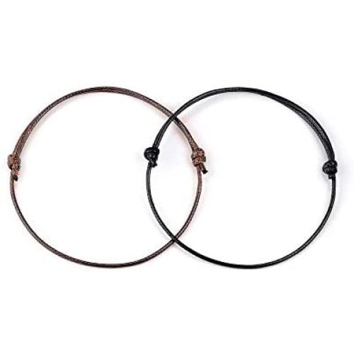 SUNSH Friendship BFF Couple Bracelets for Women Men Teen Girls Waterproof Black Brown String Adjustable Anklet Handmade Sufer Hawaii Jewelry Family Best Friend Boyfriend Girlfriend Lover Gifts