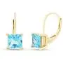 Princess Cut Simulated Aquamarine Lever Back Drop Earrings in 14k Gold Over Sterling Silver (2 cttw) Princess Cut Simulated Aquamarine Lever Back Drop Earrings in 14k Gold Over Sterling Silver (2 cttw)