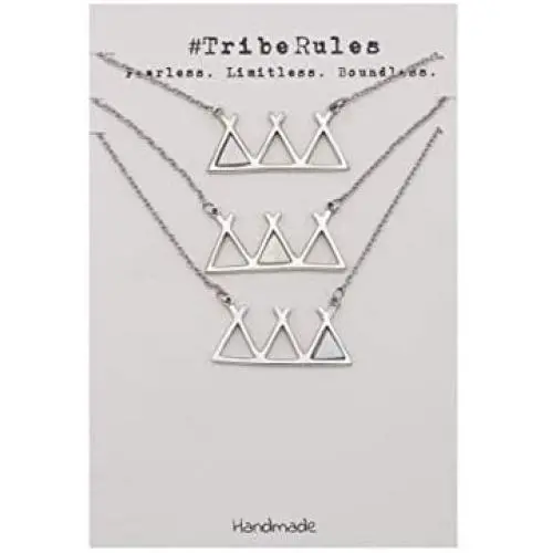 Quinnlyn & Co. Set of 3 Tribe Necklace, Triangle with Lab Created Opal Pendants, Gift Giving Ready, Happiness Fearless Limitless Gift - 100% Handmade & Unique Quinnlyn & Co. Set of 3 Tribe Necklace, Triangle with Lab Created Opal Pendants, Gift Giving Ready, Happiness Fearless Limitless Gift - 100% Handmade & Unique