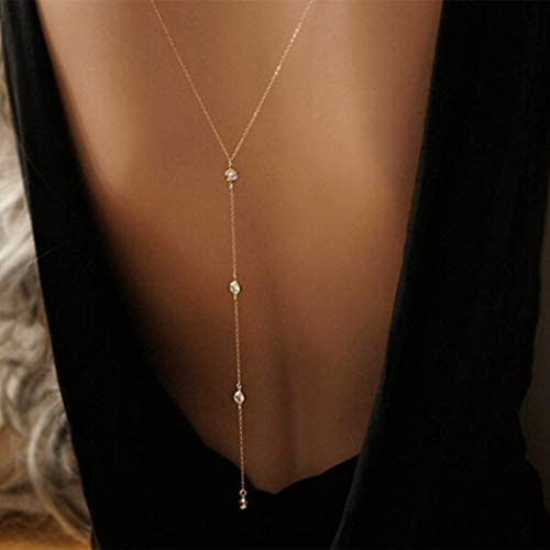 Artmiss Wedding Bridal Backdrop Necklace Crystal Back Necklace Gold Jewelry for Women
