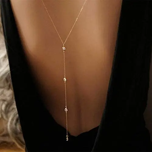 Artmiss Wedding Bridal Backdrop Necklace Crystal Back Necklace Gold Jewelry for Women Artmiss Wedding Bridal Backdrop Necklace Crystal Back Necklace Gold Jewelry for Women