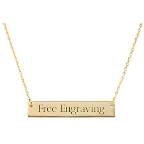 Personalized Engraved Bar Necklace Pendant Initial Text Custom Gift for Woman Kids Mom Sister Daughter Grandma Girlfriend