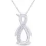 Jewel Zone US White Natural Diamond Penguin Infinity Pendant Sterling Silver / 10K Gold (1/10 Ct)