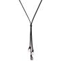 3 Cultured Pearls Pendant Necklace on Suede Leather Cord Beaded Y-Shaped Jewelry for Women by Aobei