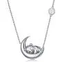 PEIMKO Cute Animal Panda Bear Sloth Cat Unicorn on the Moon Necklace for Grils, 925 Sterling Silver Moon Pendant Necklaces, Birthday Gift for Women Girls
