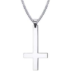 VNOX Catholic Jewelry Stainless Steel Upside Down Cross Necklace for Men Women,Inverted Pendant,3 Color