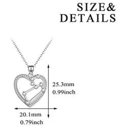 YFN Sterling Silver 12 Zodiac Constellation Necklace Heart Pendant for Women Jewelry Gifts