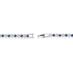Gem Stone King Stunning Round White Cubic Zirconia and Simulated Blue Sapphire Tennis Bracelet