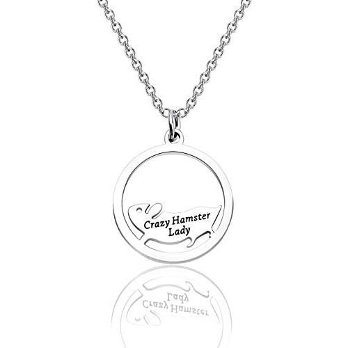 WUSUANED Pet Lover Gift Hamster Wheel Necklace Crazy Hamster Lady Hamster Lover Pendant Necklace Animal Lover Jewelry Gift for Women