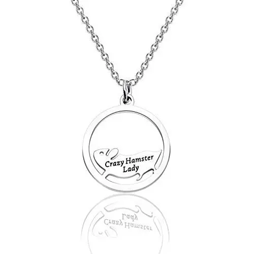 WUSUANED Pet Lover Gift Hamster Wheel Necklace Crazy Hamster Lady Hamster Lover Pendant Necklace Animal Lover Jewelry Gift for Women