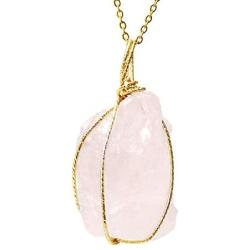 CXD-GEM Wire Wrapped Raw Gemstone Crystal Pendant Necklace Handmade Natural Healing Crystal Jewelry for Women