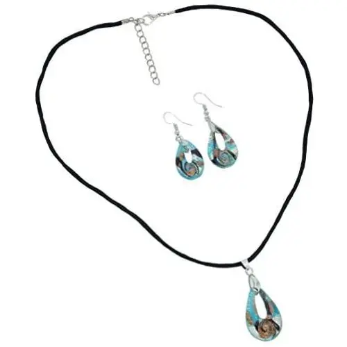 GlassOfVenice Gemma Murano Glass Necklace and Earrings Set - Aquamarine GlassOfVenice Gemma Murano Glass Necklace and Earrings Set - Aquamarine