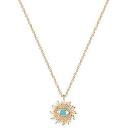 MTMY 14K Gold Evil Eye Necklace Round Sun Medallion Dainty Turquoise Pendant Simple Necklace Jewelry for Women