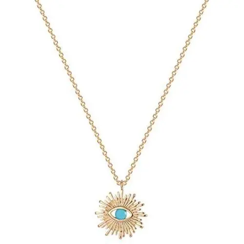 MTMY 14K Gold Evil Eye Necklace Round Sun Medallion Dainty Turquoise Pendant Simple Necklace Jewelry for Women MTMY 14K Gold Evil Eye Necklace Round Sun Medallion Dainty Turquoise Pendant Simple Necklace Jewelry for Women