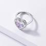 Custom Photo Ring Memorial Picture Printed Personalized Jewelry 925 Sterling Silver Open Style Cubic Zirconia Heart Engagement Rings, Adjustable