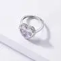 Custom Photo Ring Memorial Picture Printed Personalized Jewelry 925 Sterling Silver Open Style Cubic Zirconia Heart Engagement Rings, Adjustable