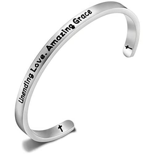 MAOFAED Bible Verse Bracelet Unending Love Amazing Grace Christian Bracelet Religious Jewelry for Wife Daughter Grandma