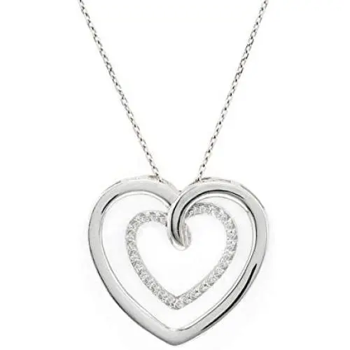 Quality Jewels Diamond Heart Pendant Necklace, 925 Sterling Silver Heart Necklace for Women and Girls, 18'' Adjustable Cable Chain