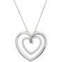 Quality Jewels Diamond Heart Pendant Necklace, 925 Sterling Silver Heart Necklace for Women and Girls, 18'' Adjustable Cable Chain