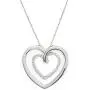 Quality Jewels Diamond Heart Pendant Necklace, 925 Sterling Silver Heart Necklace for Women and Girls, 18'' Adjustable Cable Chain