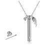 TGLS Angel Wing Necklace Cremation Jewelry with Clear Crystal Cylinder Urn Ashes Necklaces Memorial Keepsake Pendant
