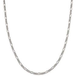 Savlano 925 Sterling Silver 3.5mm Italian Solid Figaro Link Chain Necklace With Gift Box For Men & Women - Made in Italy