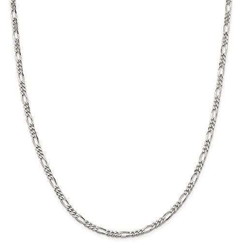 Savlano 925 Sterling Silver 3.5mm Italian Solid Figaro Link Chain Necklace With Gift Box For Men & Women - Made in Italy