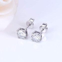 DovEggs 10K White Gold Post 1CTW 5mm Heart Arrows Cut Moissanite Stud Earrings Sterling Silver Push Back for Women