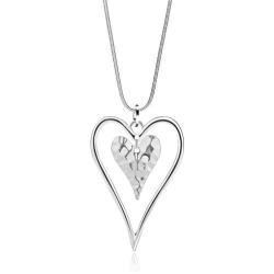 Long Heart Necklace for Women Silver Chain Pendant Y Necklace Set Statement Pendant Chic Jewelry for Girls with Gifts Box