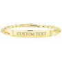 Bling Jewelry Cuban Curb Link Personalized Name Engravable ID Identification Bracelet for Men 180 Gauge 18K Gold Plated Brass 8.5 Inch