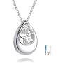 IOHUPCI Cremation Necklace for Ashes - 925 Sterling Silver Multicolor Cubic Zirconia Teardrop Keepsake Memorial Pet Human Ashes Holder Pendant Jewelry Women Gifts