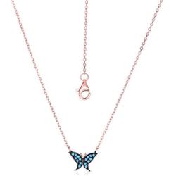 Unique Royal Jewelry 925 Sterling Silver Turquoise Butterfly Necklace - Adjustable 17'' - 19''