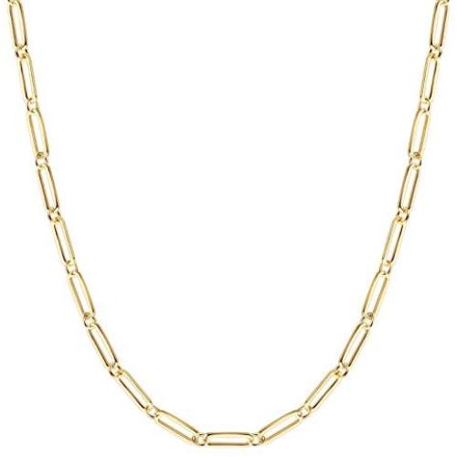 BOUTIQUELOVIN Paperclip Chain Necklace, 14K Gold Plated Link Chain Choker for Women