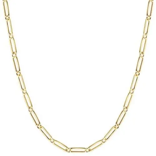 BOUTIQUELOVIN Paperclip Chain Necklace, 14K Gold Plated Link Chain Choker for Women BOUTIQUELOVIN Paperclip Chain Necklace, 14K Gold Plated Link Chain Choker for Women