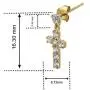 Jewelili 10K Yellow Gold 2MM and 3MM Swarovski White Cubic Zirconia Cross Dangle Earrings
