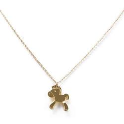 Meeshine Horse Pendant Necklace, Gold Plated Stainless Steel Pony Pendant Necklace for Women Girls Boys Party, Adorable Pendant for Daily Wearing (Gold)