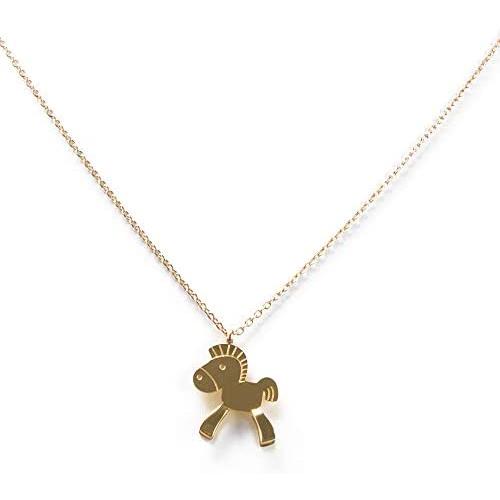 Meeshine Horse Pendant Necklace, Gold Plated Stainless Steel Pony Pendant Necklace for Women Girls Boys Party, Adorable Pendant for Daily Wearing (Gold)