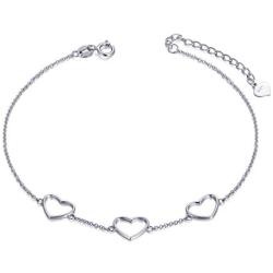 14k Gold Heart Bracelet for Women, Real Gold Fine Love Jewelry Gifts for Her,6.7''-8.1''