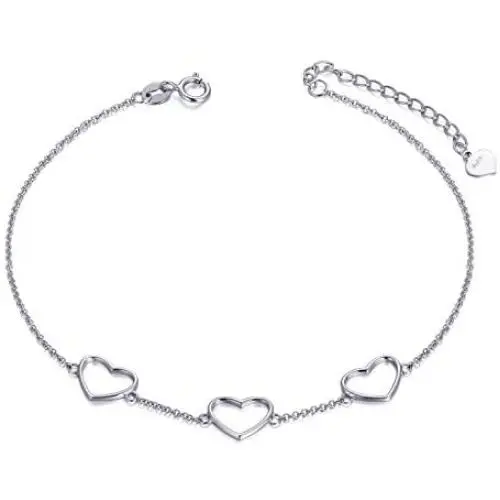 14k Gold Heart Bracelet for Women, Real Gold Fine Love Jewelry Gifts for Her,6.7''-8.1''