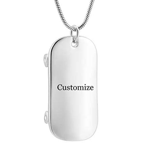 Minicremation Cremation Ashes Jewelry Cool Skateboard Urn Necklace for Ashes Stainless Steel Keepsake Urn Pendant Ashes Holder