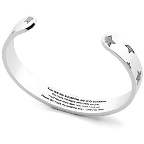 Arifoo Bracelets for Women Personalized Inspirational Jewelry Mantra Cuff Bangle Friend Encouragement Gift for Her