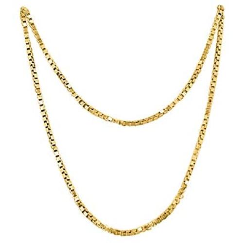 Brights Collection 925 Sterling Silver 0.85MM 18'' Italian Box Chain With 14K Yellow Gold Plated Silver Jewelry Prime Gift for Womens