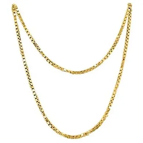 Brights Collection 925 Sterling Silver 0.85MM 18'' Italian Box Chain With 14K Yellow Gold Plated Silver Jewelry Prime Gift for Womens Brights Collection 925 Sterling Silver 0.85MM 18'' Italian Box Chain With 14K Yellow Gold Plated Silver Jewelry Prime Gift for Womens