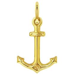 14k Yellow Gold High Polished Sailor Anchor Nautical Boat Ship Charm Pendant