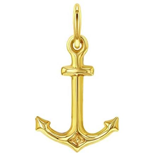 14k Yellow Gold High Polished Sailor Anchor Nautical Boat Ship Charm Pendant