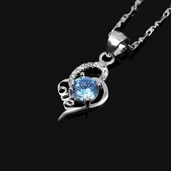 999 Silver I Love You Infinity Love Heart Necklace - Round Blue Zircon Necklace for Women - Special Jewelry Gifts for Wedding/Anniversary/Mother’s Day/Prom/Costume Birthday Party