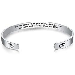 WingLoveLemonmini Inspiring Stainless Steel Cuff Bracelet Carved Spell Cuff Bracelet Friendship Bracelet Personalized Christmas Gift Friendship Gift Inspirational Gift for Women for girls for boy