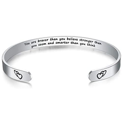 WingLoveLemonmini Inspiring Stainless Steel Cuff Bracelet Carved Spell Cuff Bracelet Friendship Bracelet Personalized Christmas Gift Friendship Gift Inspirational Gift for Women for girls for boy