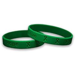 Fundraising For A Cause | Green Cerebral Palsy Awareness Bracelets – Green Ribbon Cerebral Palsy Awareness Silicone Bracelets for Adults