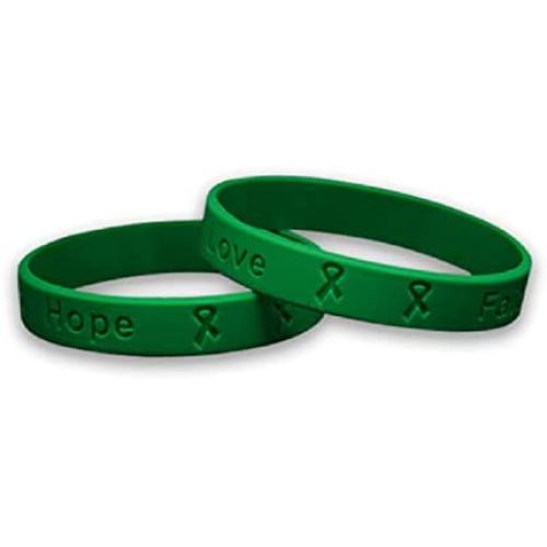 Fundraising For A Cause | Green Cerebral Palsy Awareness Bracelets – Green Ribbon Cerebral Palsy Awareness Silicone Bracelets for Adults